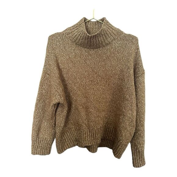 H&M | Long Sleeve Mock Turtleneck Oversized Dark Beige Sweater | S - Picture 4 of 9
